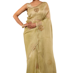 Heritage Green Antique Flower Organza Saree | All Over Antique Butta Work | Jaipurio Designer Collection